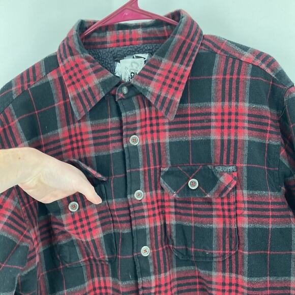 Ocean Current Plaid Flannel shacket rugged sherpa lined Gorpcore size M warm - Picture 4 of 7
